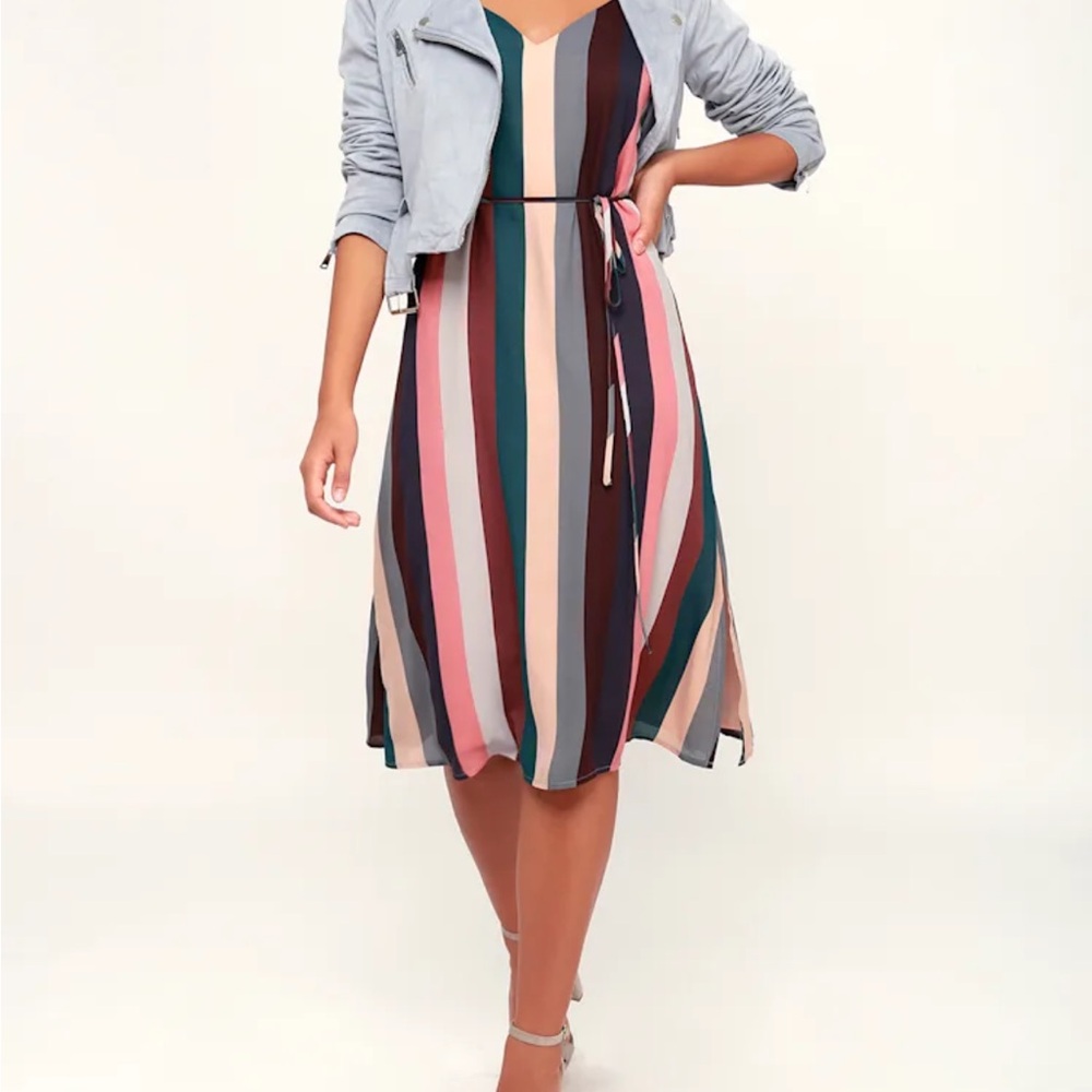 Lulu's Colorful Striped Midi Dress